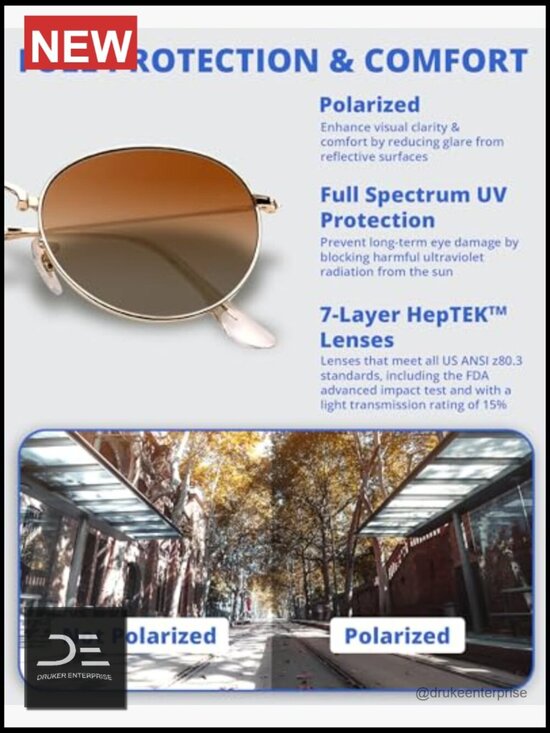 Round Folding Sunglasses Polarized UV400 Protection with Leather Case main image 4